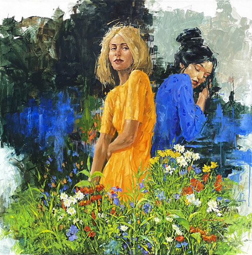 Paul Hooker nz portrait artist, figurative, Wildflowers, oil on canvas